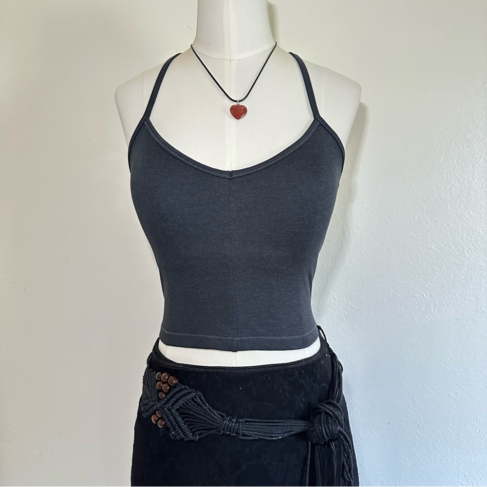 All in Motion Target XS Dark Gray Cross-back Crop Top (Built-in Bra) tank